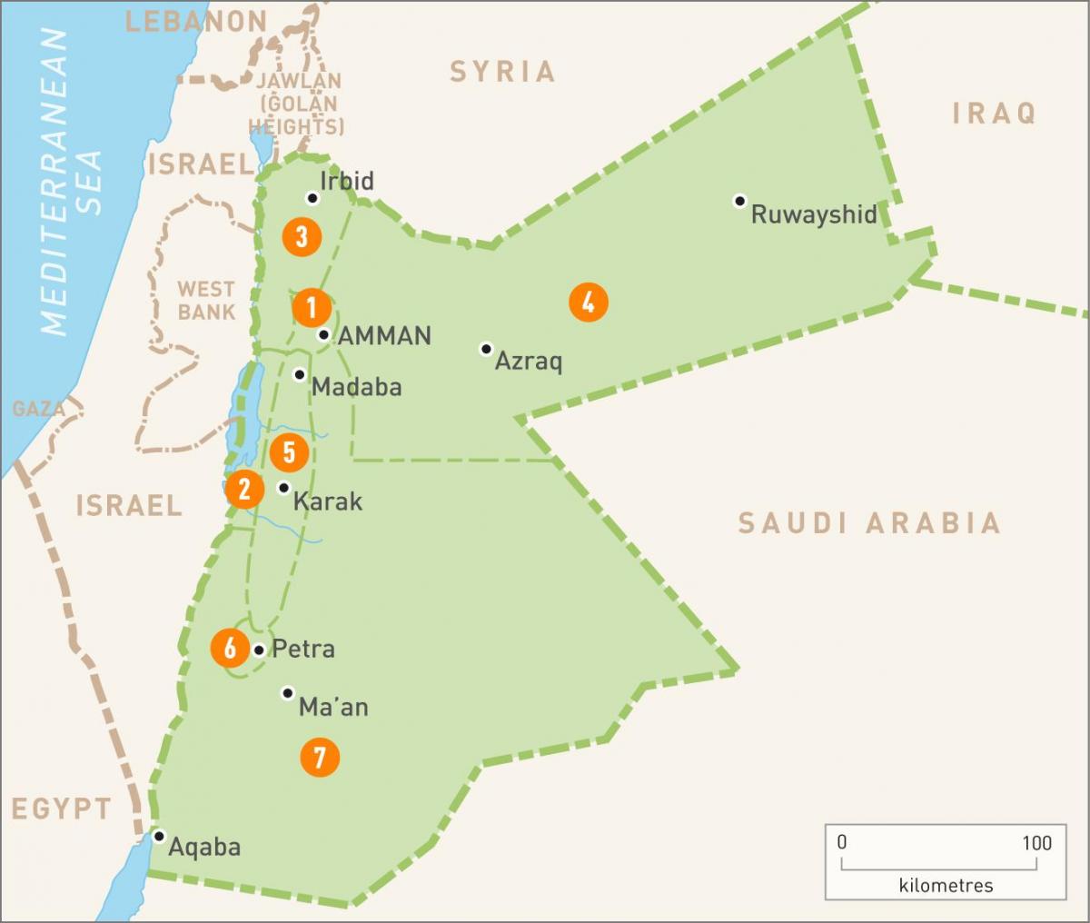 amã, Jordânia no mapa