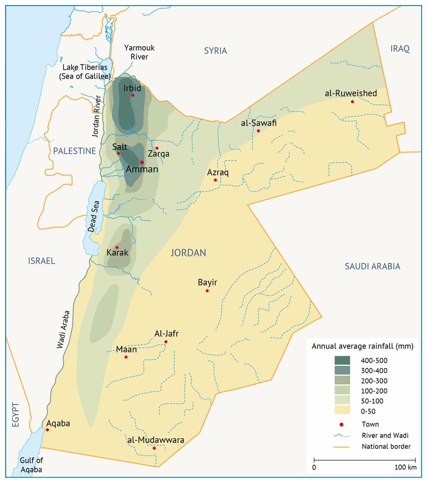 mapa do Jordão geografia