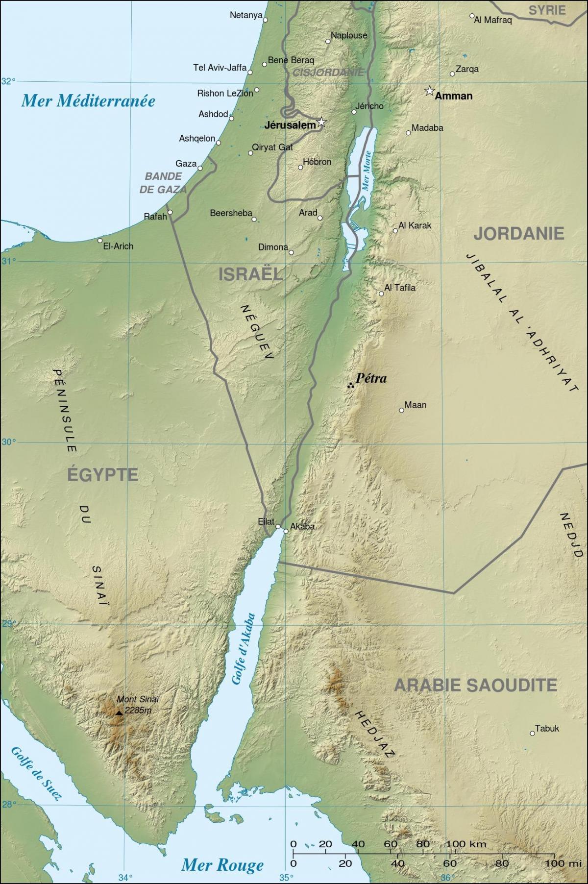mapa do Jordão, mostrando petra