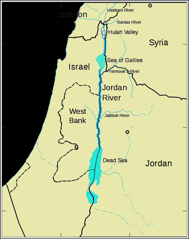 Rio jordão oriente médio mapa