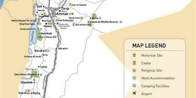 Jordan atracções turísticas mapa