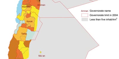 Mapa de população da Jordânia